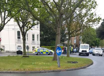 Paramedics in Clifton Gardens, Folkestone, after a man was hit by a car.