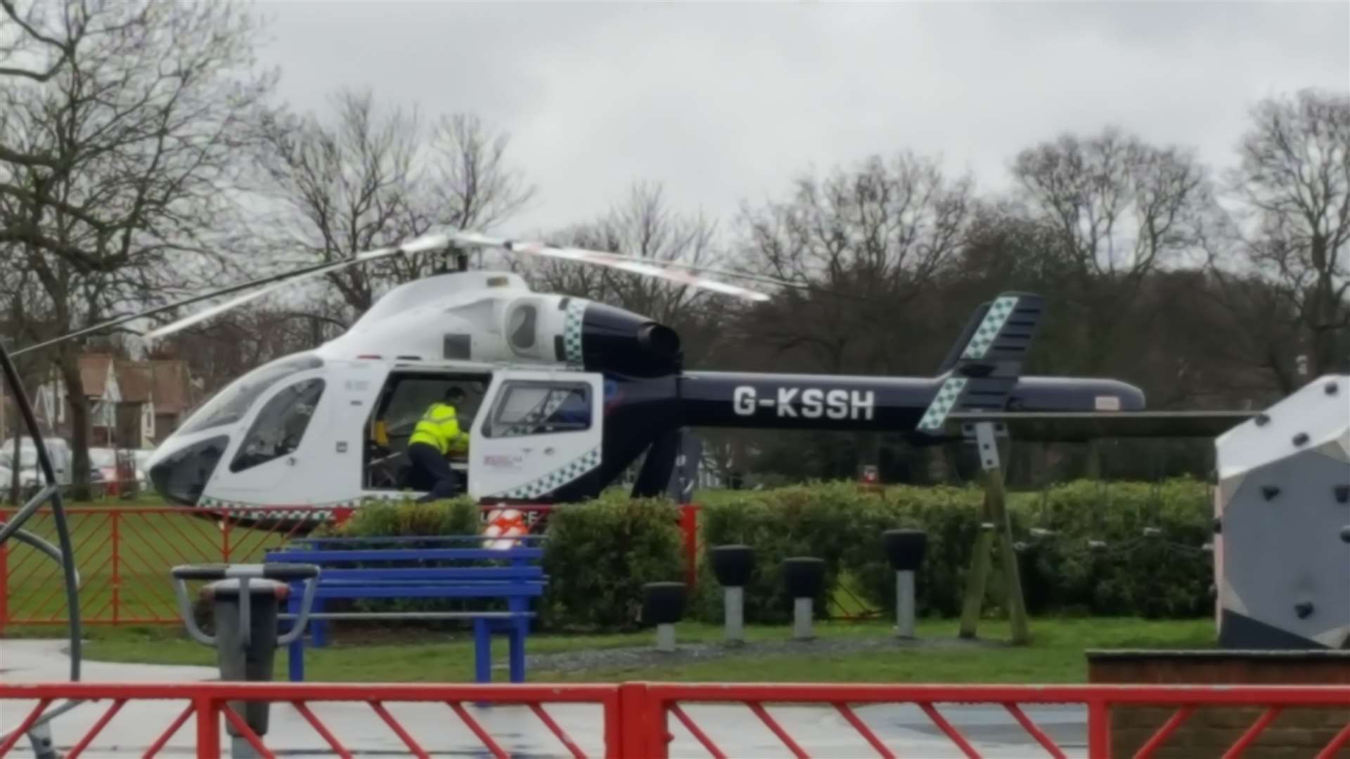 The helicopter landed in Herne Bay's Memorial Park this morning (30601481)