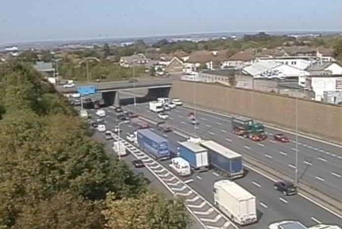 There are travel delays after a crash by the Dartford Tunnel. Picture: Highways England