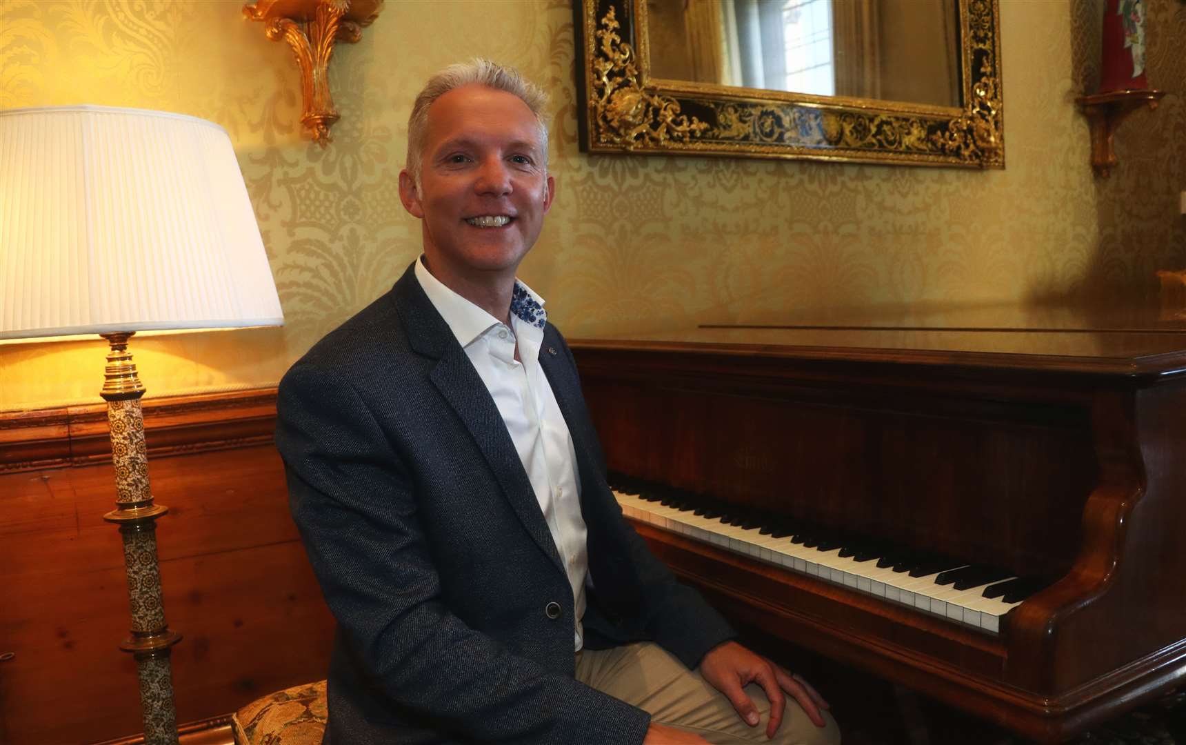 Tom Hodge, composer of the Leeds Castle 900 fanfare, at the castle