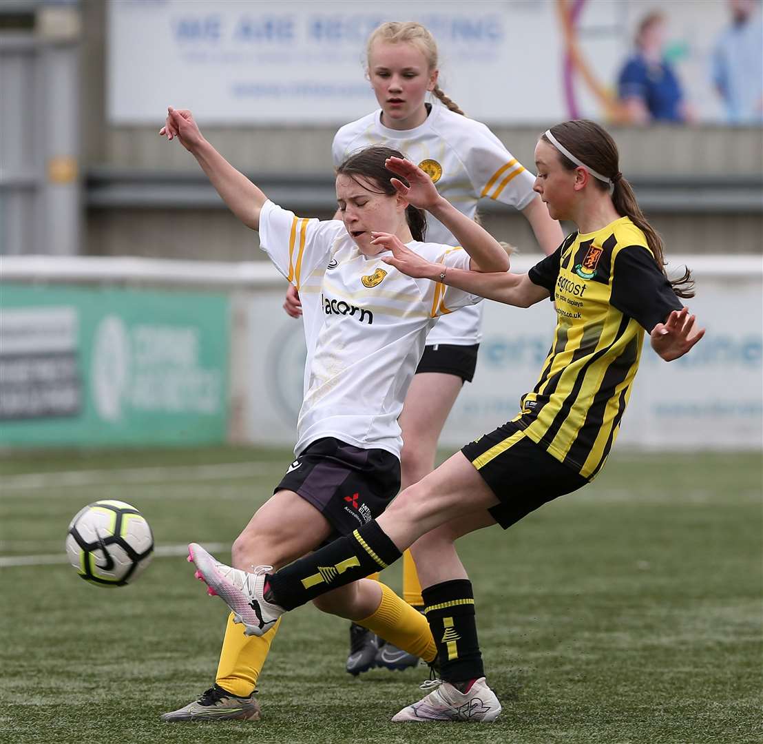Freya Jackson puts Foots Cray Lions under-14s ahead at Maidstone’s Gallagher Stadium. Picture: PSP Images