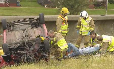 The emergency services at the scene. Picture: KM Group photographer ANDY PAYTON