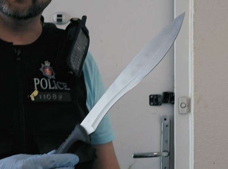 A knife discovered at a property in Gravesend linked to drug dealing. Picture: BBC Panorama