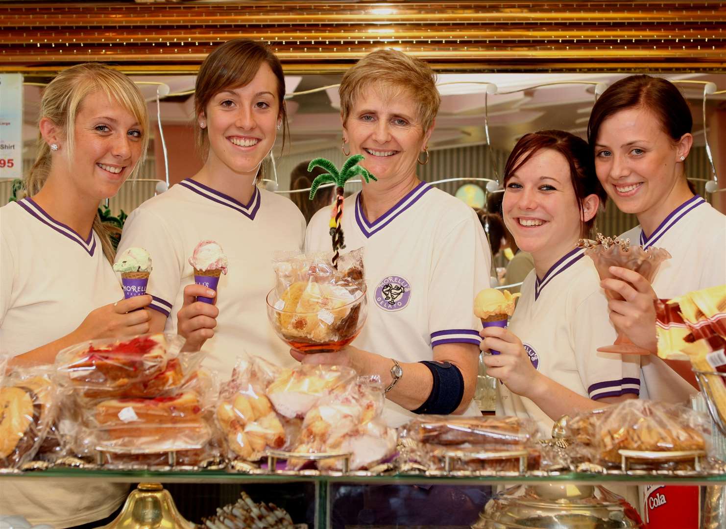 Morelli employee's Danielle Pearce, Vicky Jordan, Ann Duffy, Sarah Johnson and Jodie Gee in 2007. Picture by Phil Medgett