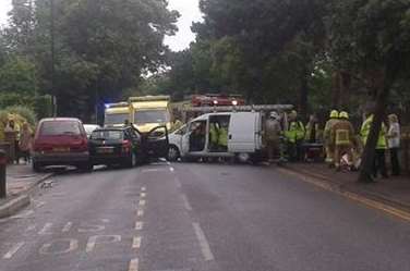 Crash this morning in Maidstone Road, Chatham. Photo: Simon John