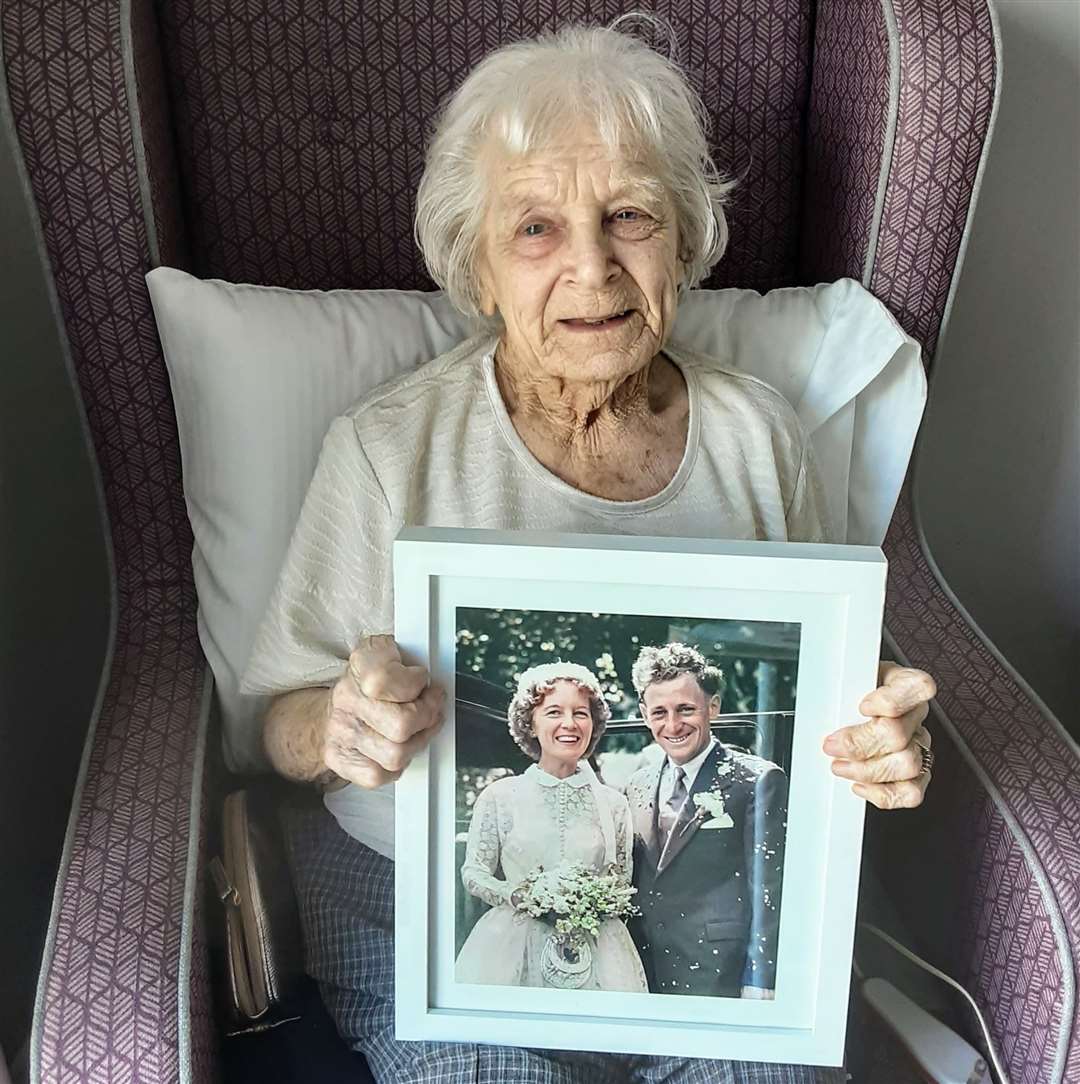 June Willis was thrilled when she saw her wedding photo in colour