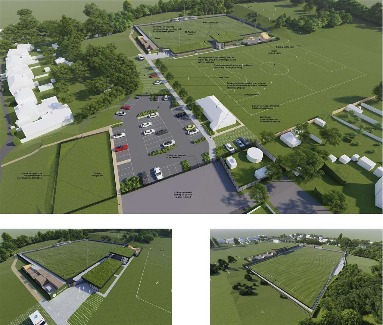 Computer-generated images of Sevenoaks Town ground improvements