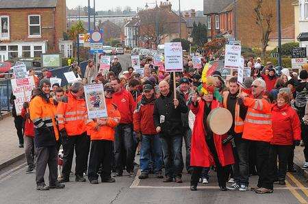 Protesters take to the streets of Whitstable to protest at Royal Mail's plans