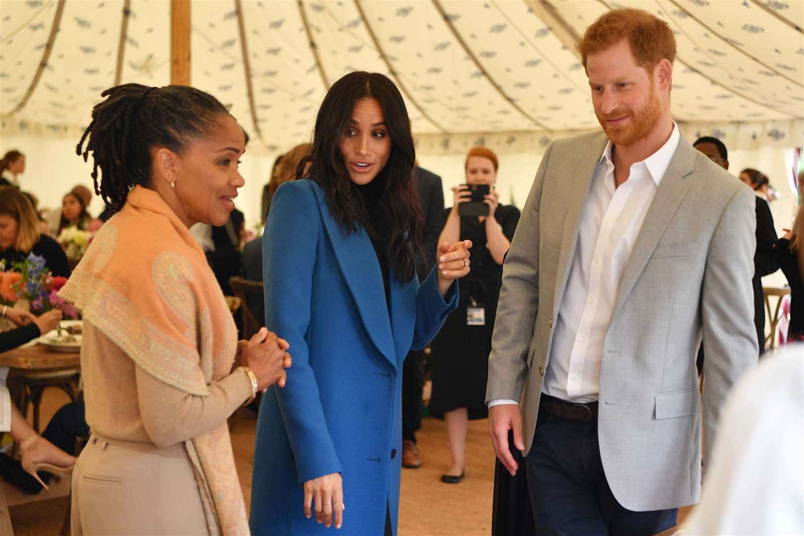 Meghan and Harry with the duchess’ mother Doria Ragland who has been a presence in Archie’s life (Ben Stansall/PA)