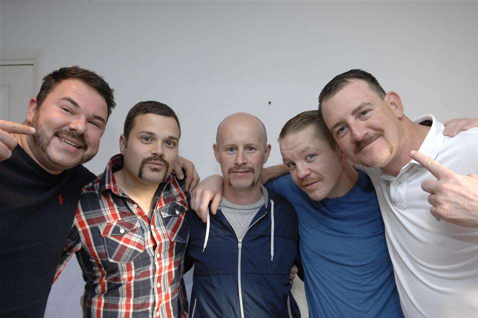 Paul Cross, Jon Haynes, Ryan Doherty, Mat Butler and Mark Almond with their Movember moustaches