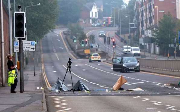 Police at the scene of the crash in New Road, Chatham in August 2020. Photo: UKNIP
