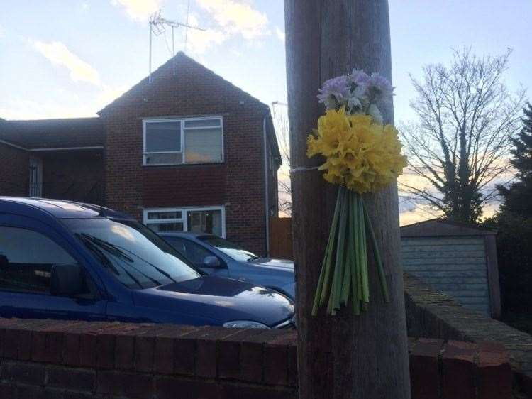 Miss Barnes has left flowers outside the car park for the man