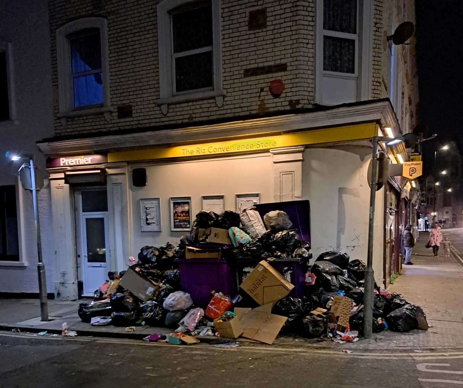 A mountain of waste was piled high in Ethelbert Road on Boxing Day. Picture: Roger Turner