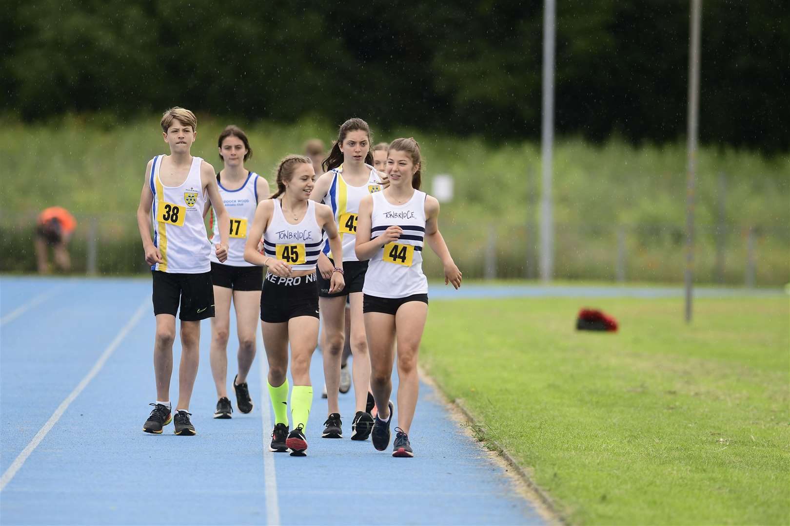 Competitors in the 1000m walk at the KYAL, Central Park, Dartford Picture: Barry Goodwin