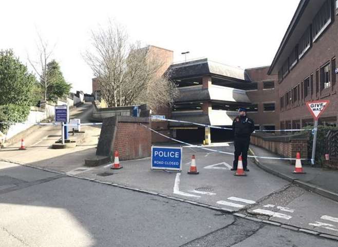 Police sealed off the car park