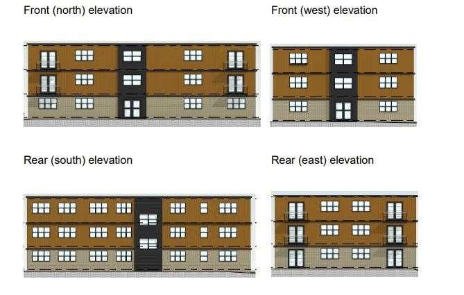 Elevations for the flats on a derelict plot on Old Manor Way, Barnehurst. Photo: Bexley council