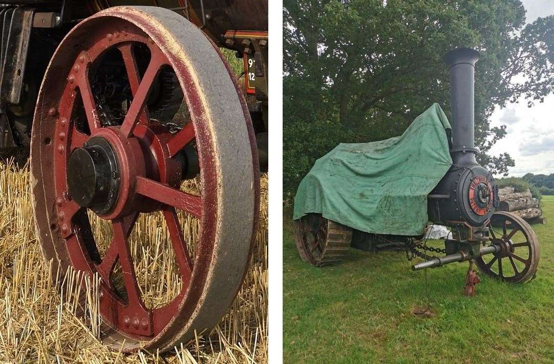 The front wheel of a vintage 1901 Burrell traction engine has been stolen from a field in Woodchurch. Picture: Kent Police