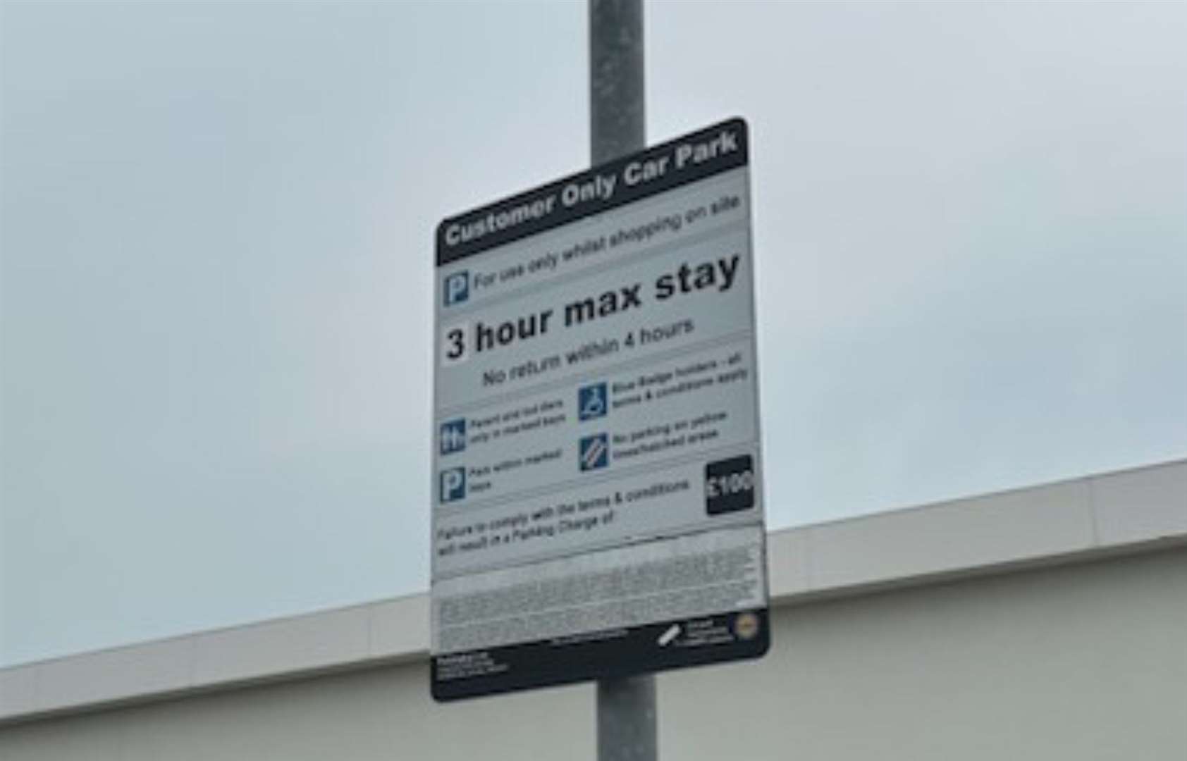 The signs at the retail park say there is a three hour maximum stay and no return within four hours policy. Picture: Sarah Short