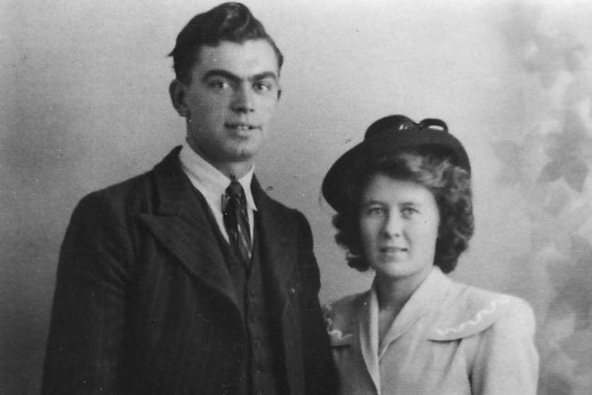 Betty and her first husband Ernest Bicker on their wedding day