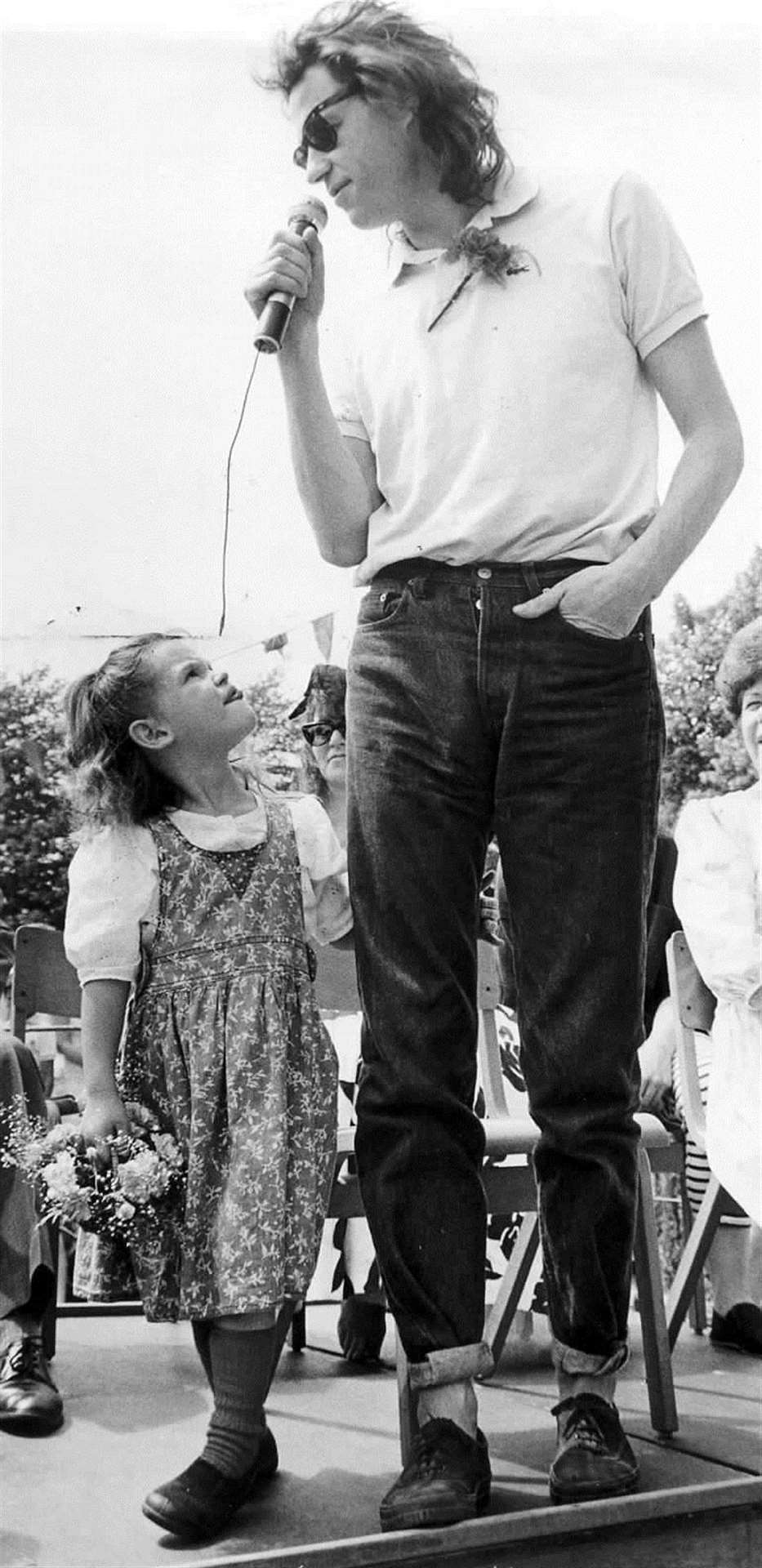 Bob Geldof and daughter Fifi Trixie at a fete in Faversham in July 1987