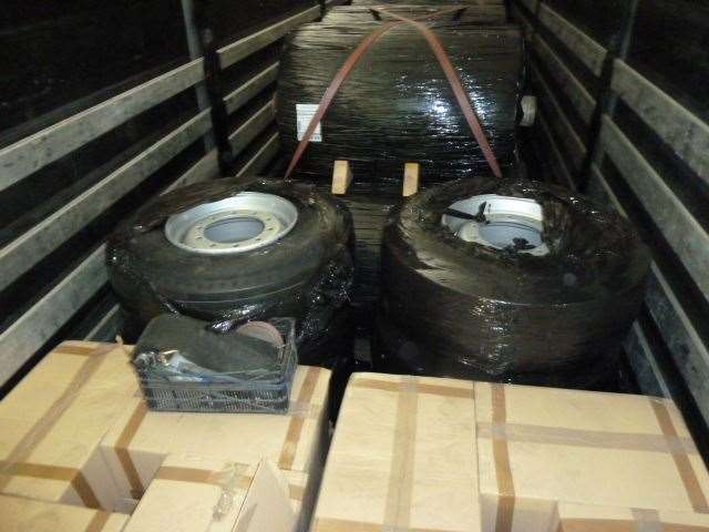 Drugs wer hidden in the tyres. Picture: National Crime Agency