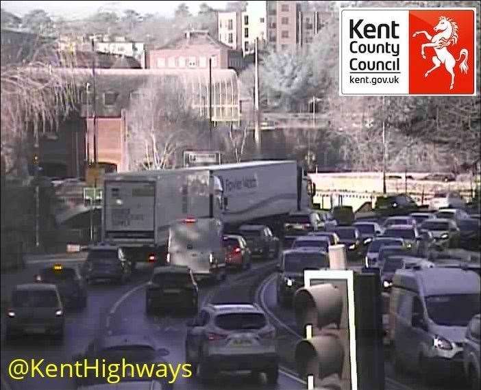 Drivers are facing delays in Maidstone due to a broken down lorry. Image: KCC