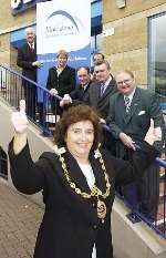 The Mayor, Cllr Pat Marshall, with members of the Maidstone Town Centre Management and their new brand logo
