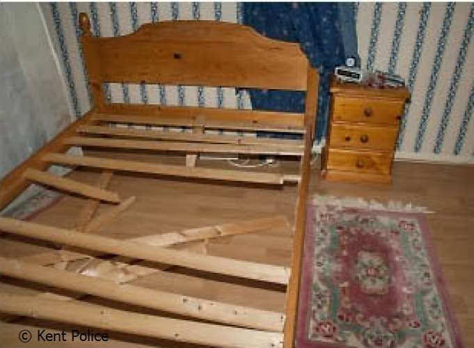 Delyth Andrews' bed after the brutal attack