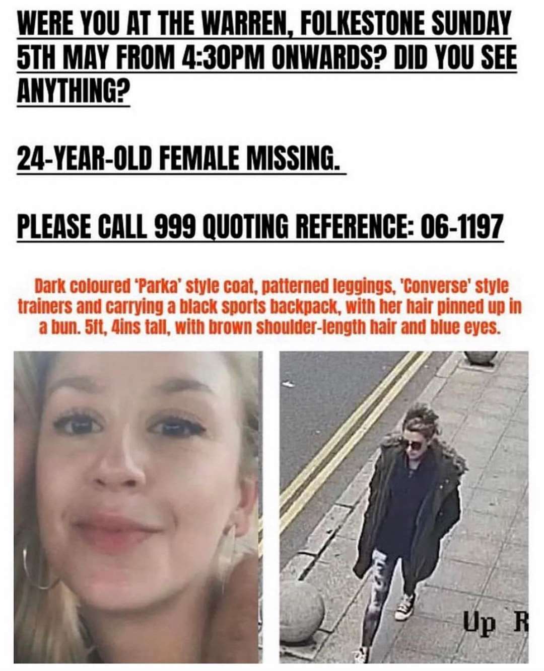 A poster appealing for help to find Leah Daley, who went missing on May 5