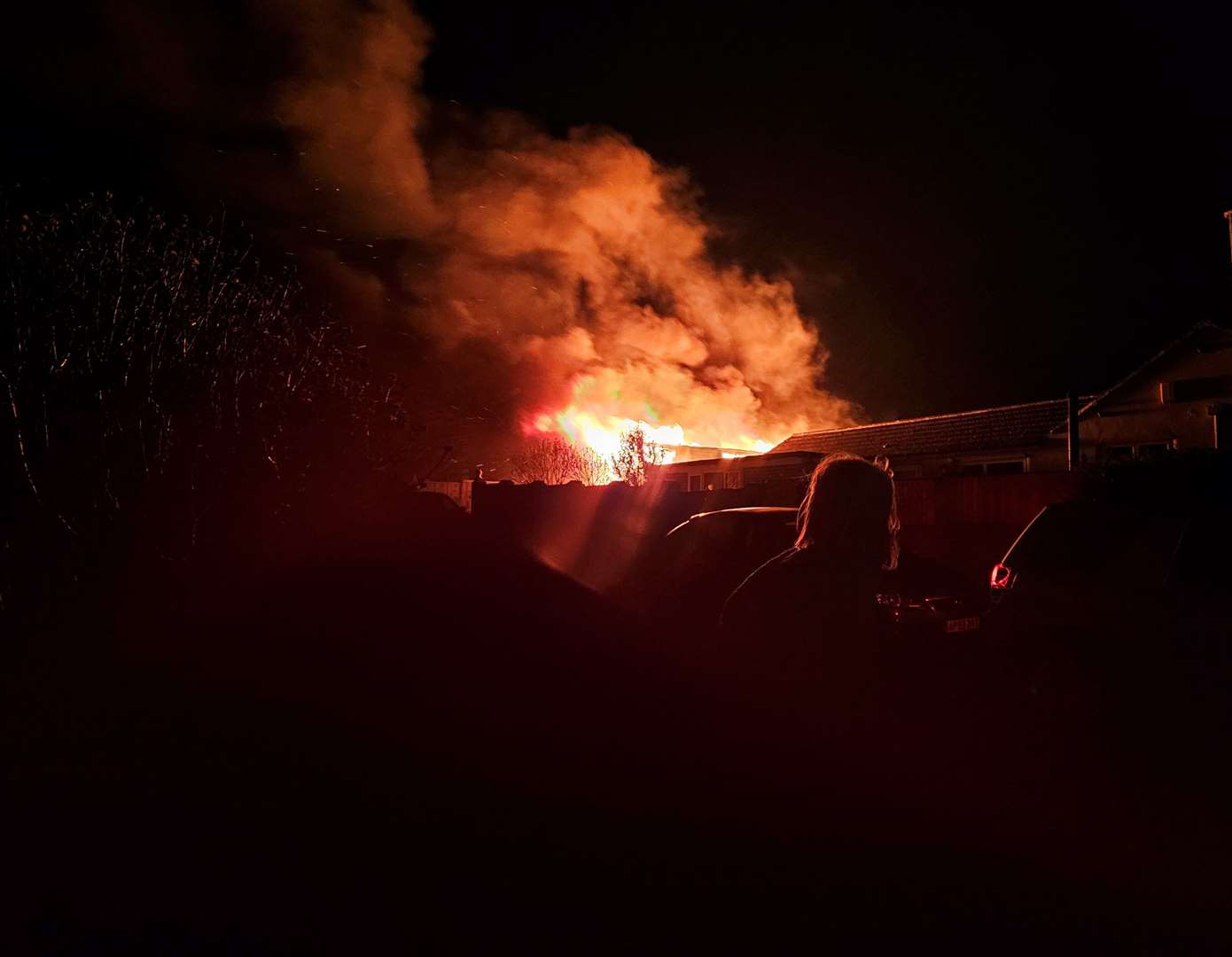 The fire that broke out in Neal Road, West Kingsdown, on Christmas Eve. Picture: Emma Churchill