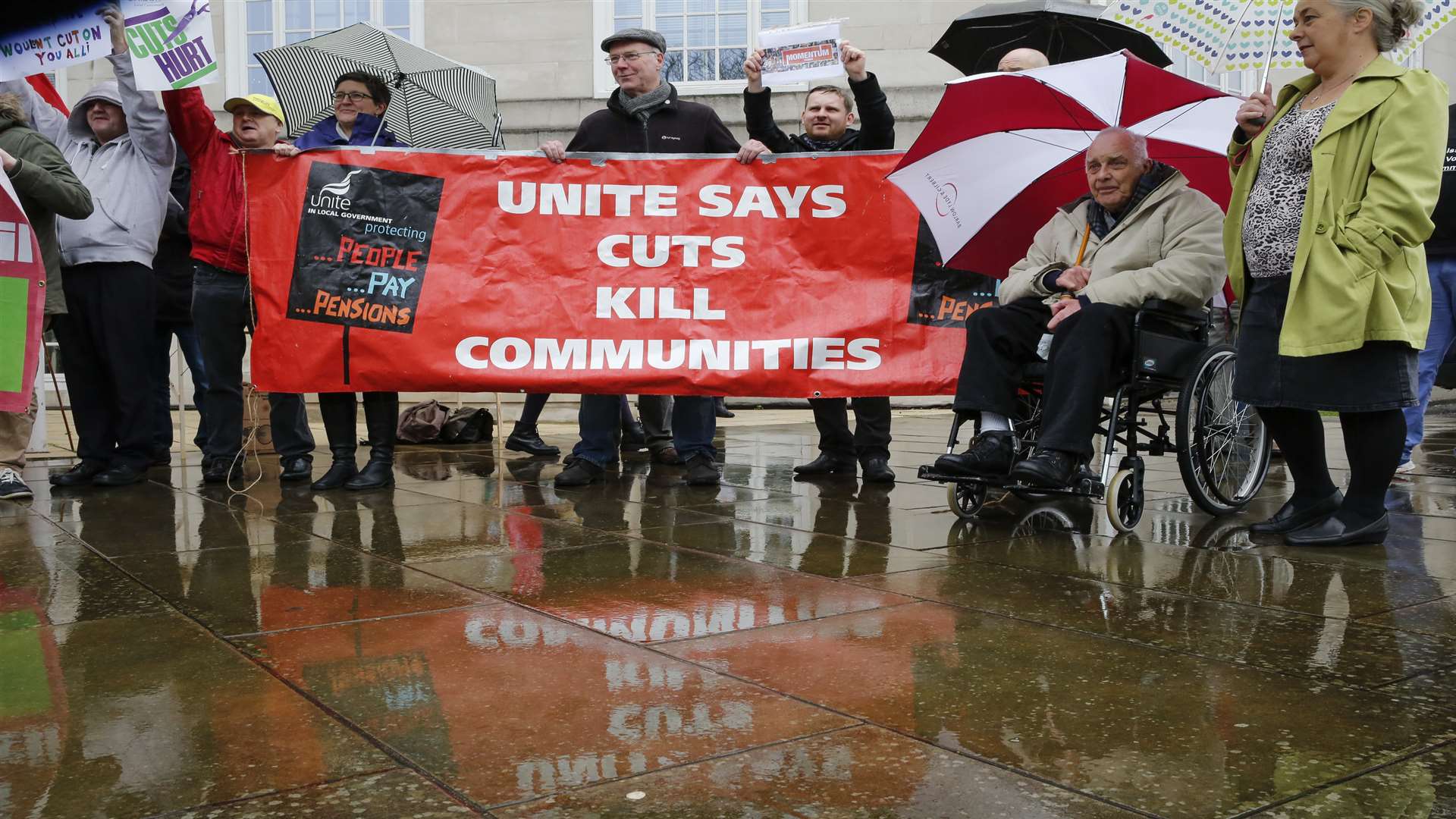 The protest outside County Hall