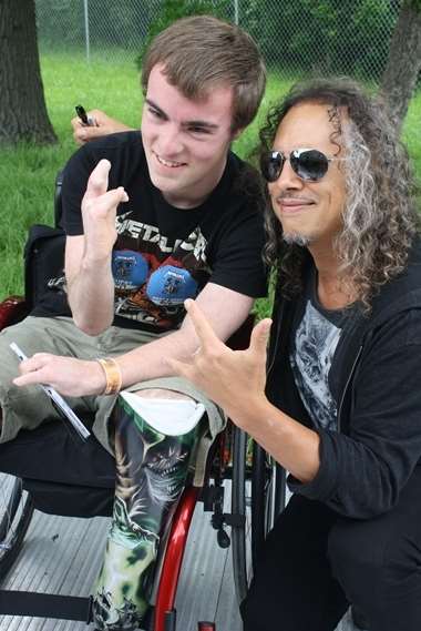Oliver Mangion (left) with Kirk Hammett of Metallica.