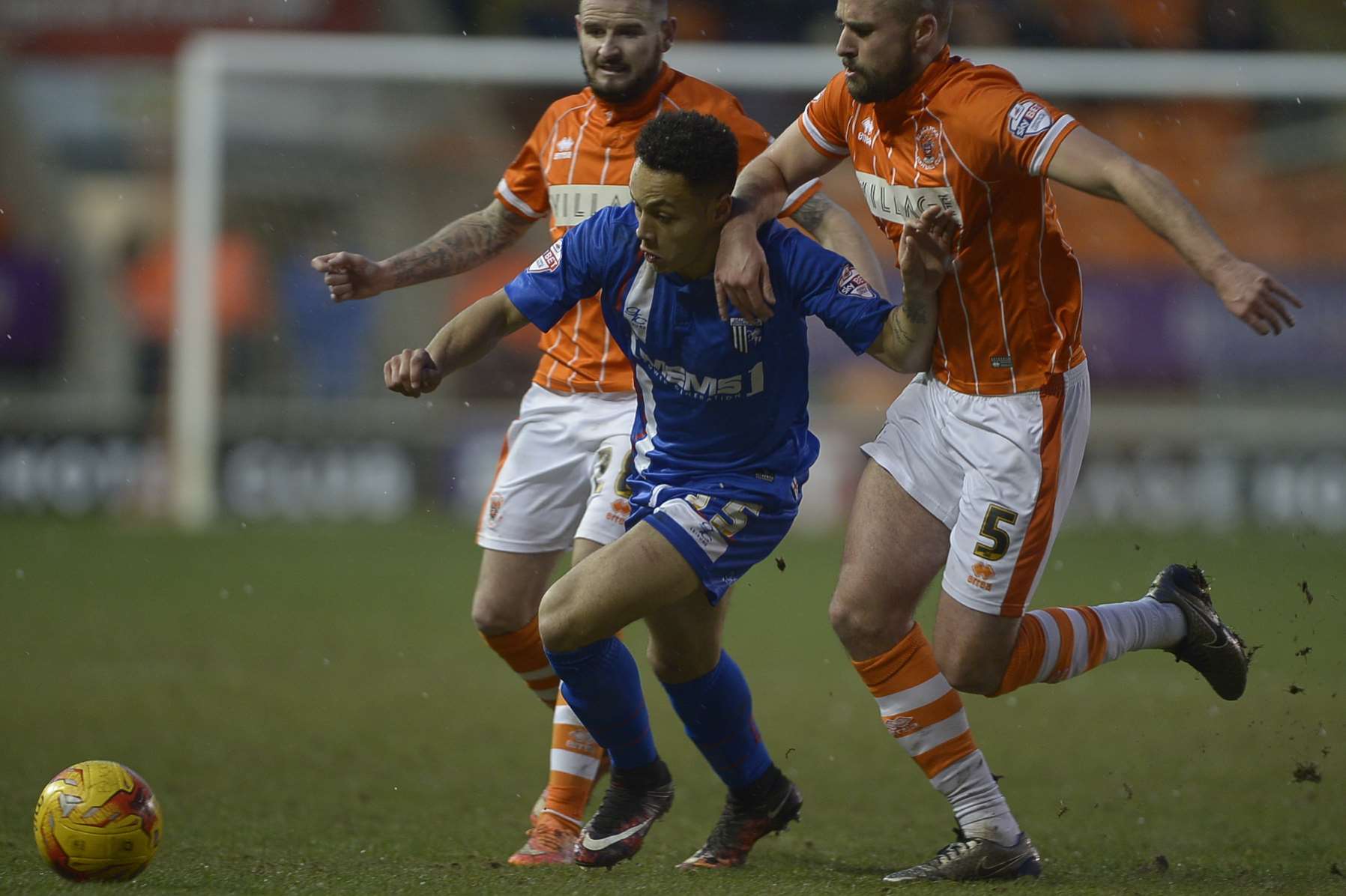Elliott List in action for Gillingham at Blackpool Picture: Barry Goodwin