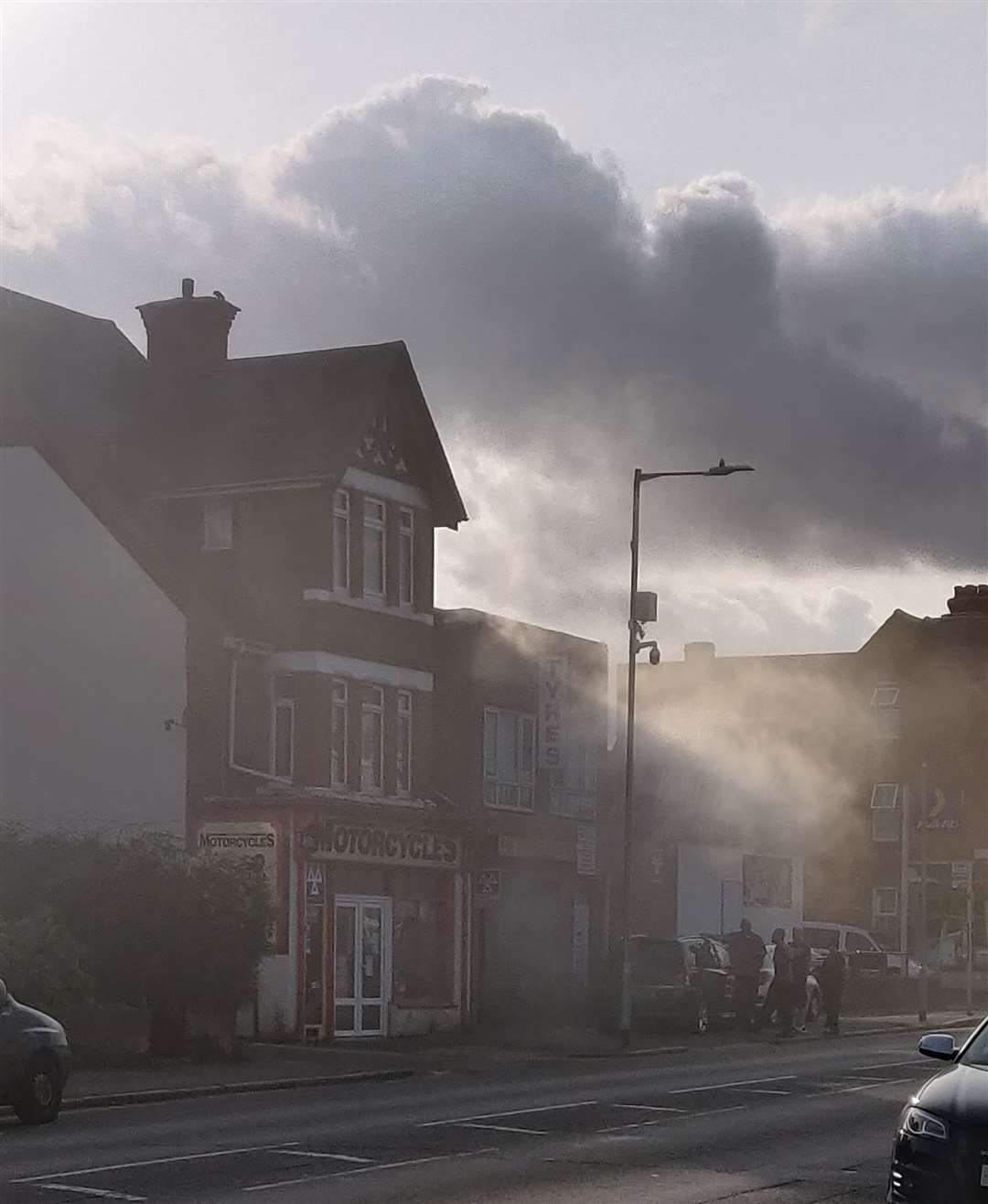 Smoke was seen billowing onto Cheriton Gardens, Folkestone