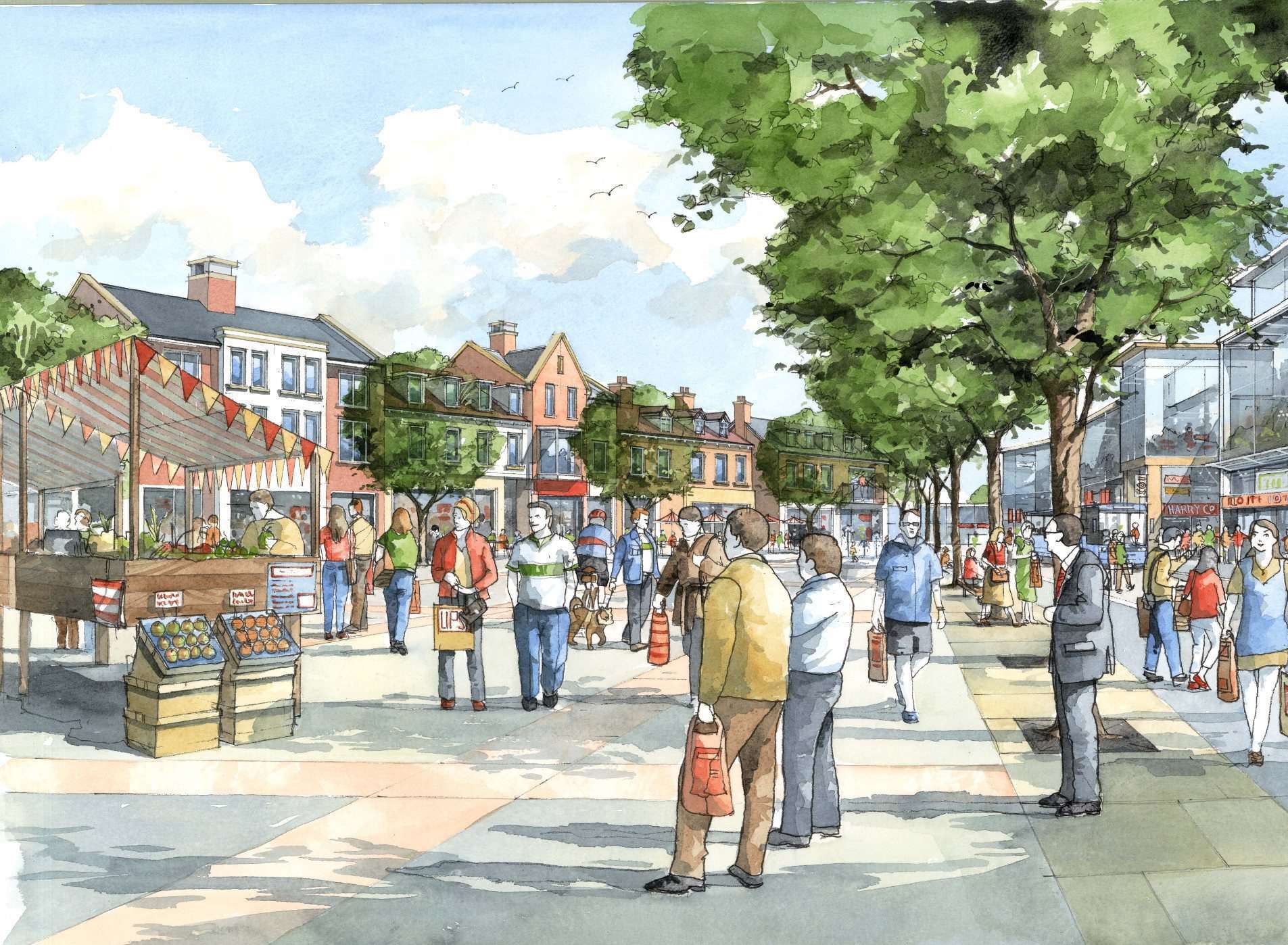 An artist's impression of how the market square at Chilmington Green might look. Picture: Michael Taylor