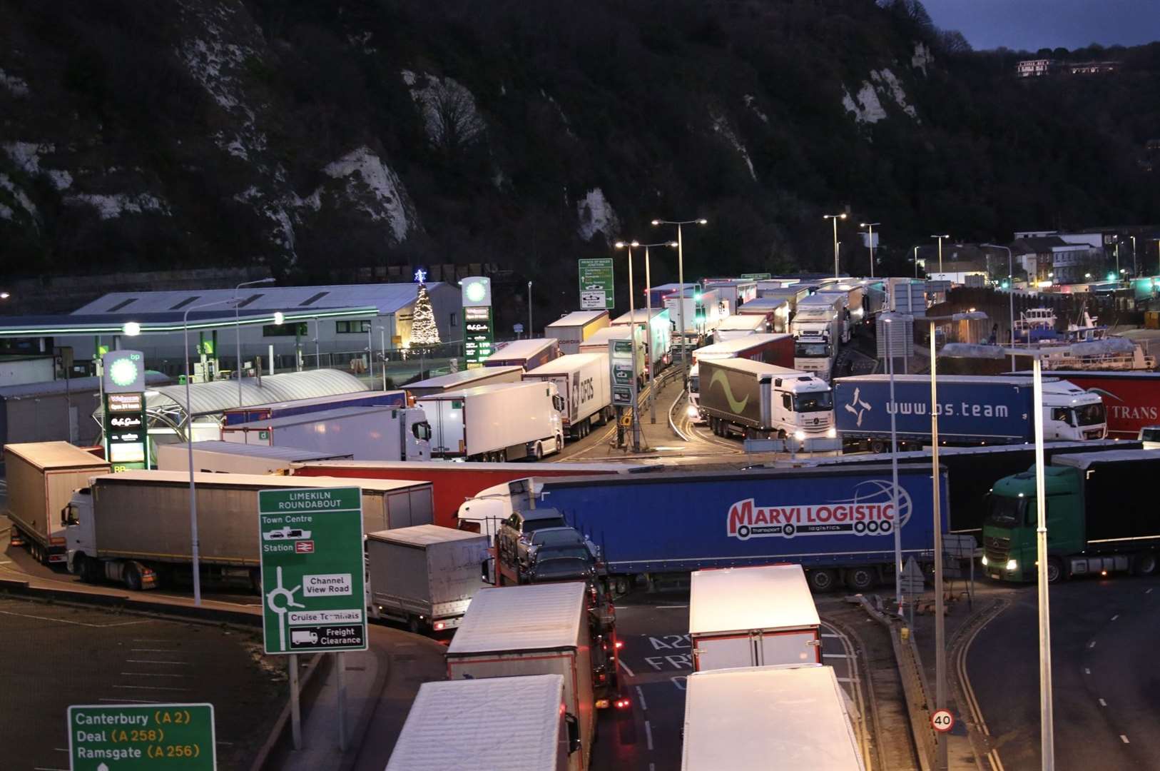 Lorries queue at Dover Picture: UKNIP