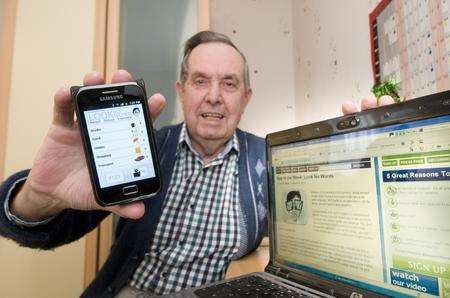 Teynham pensioner Bryan Speller with his smartphone app