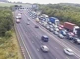 Queues are building on the M25 following a multi-vehicle crash