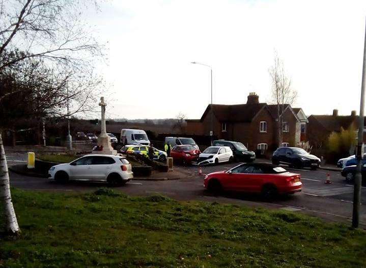 Police attended the scene of a crash in Tonbridge Road, Barming. Credit: Lloyd Porter