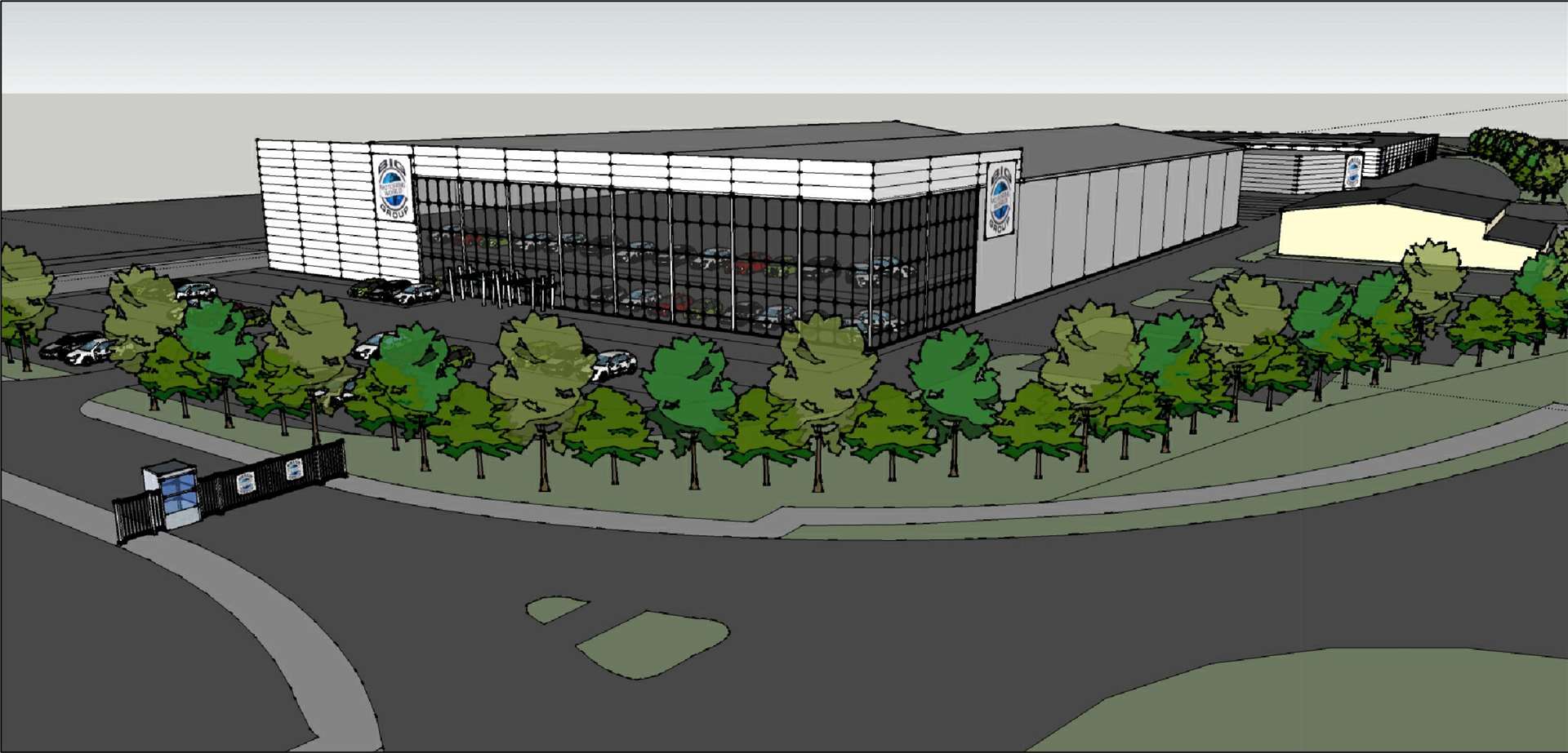 An artists impression of the new Big Motoring World depot at Blue Bell Hill