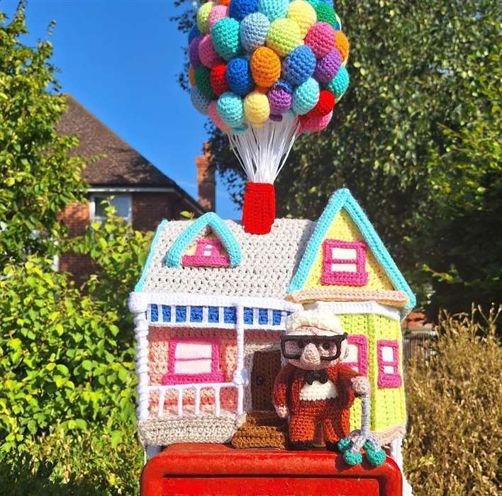 Sarah Simpson’s crocheted version of the balloon house in Up. Picture: Sarah Simpson/PA