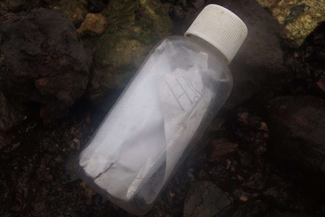 The bottle containing letter from Zib Zob - AKA Hollie Wade and Rose