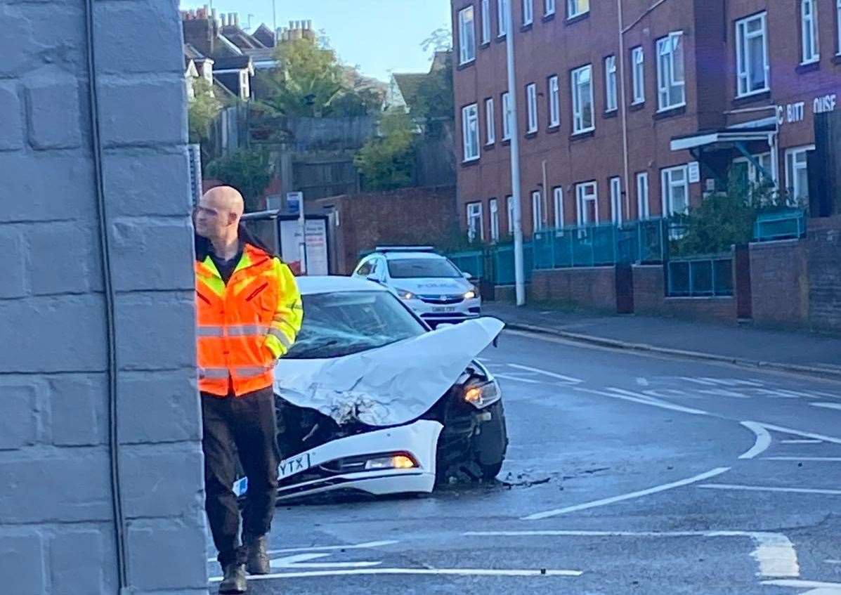 The white vehicle appears to have suffered substantial damage Picture: James Hornsey