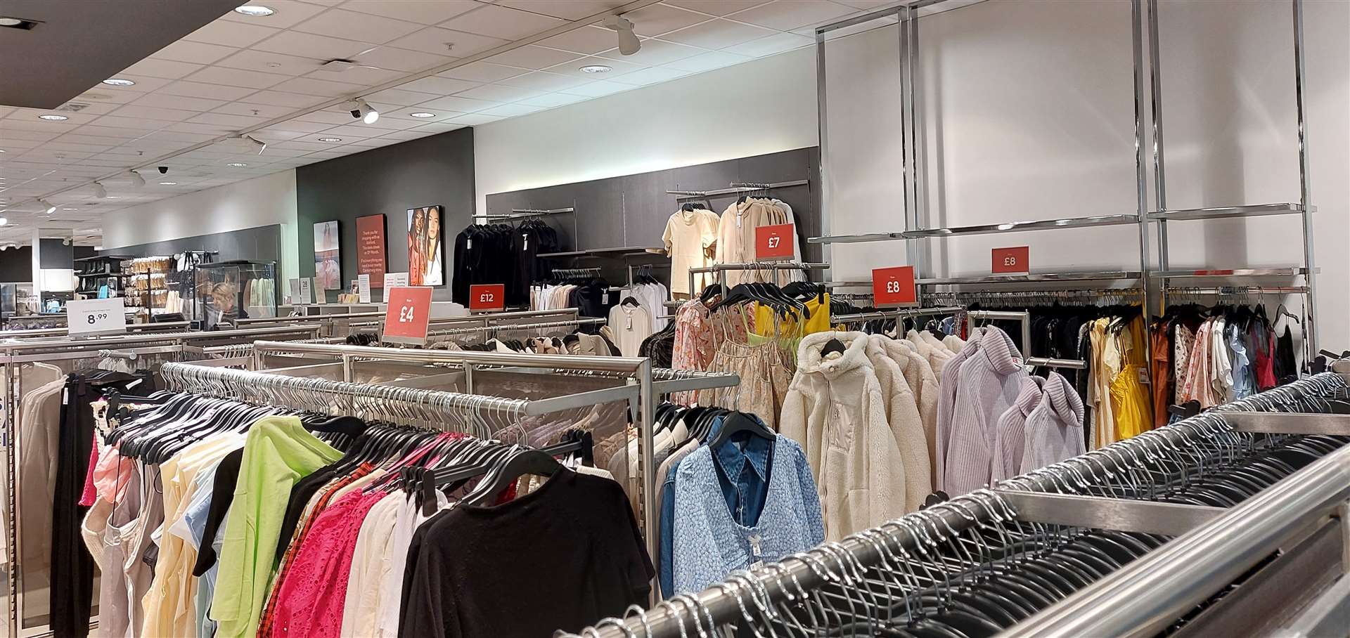Sales racks in the County Square store