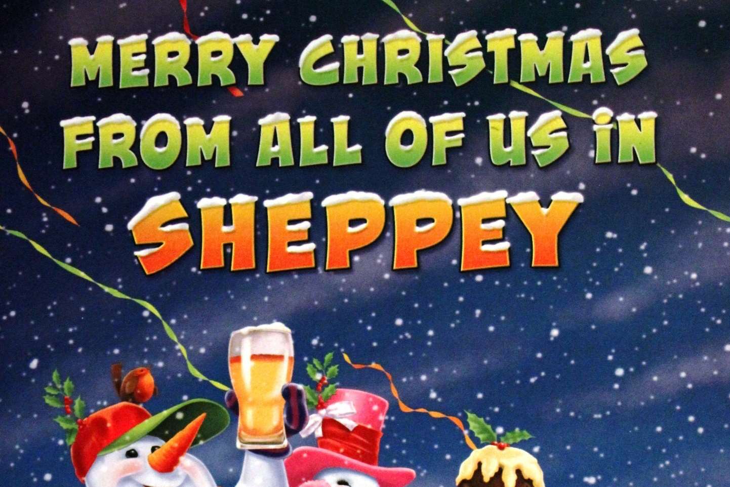 Sheppey Christmas card from Dog's Paw sold by SWALK card shop in Minster-on-Sea