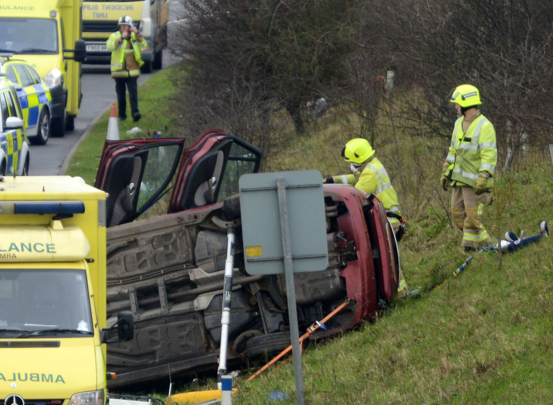 The scene of the crash today on the coastbound M20 near Folkestone