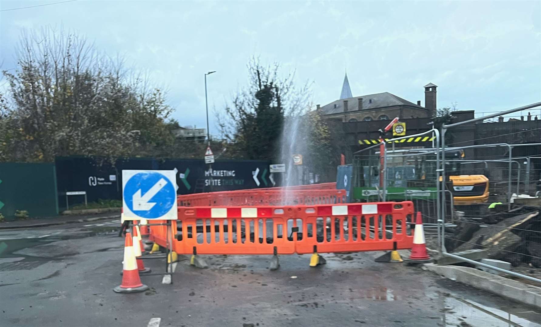 A pipe burst in Gas House Road in Rochester on Friday