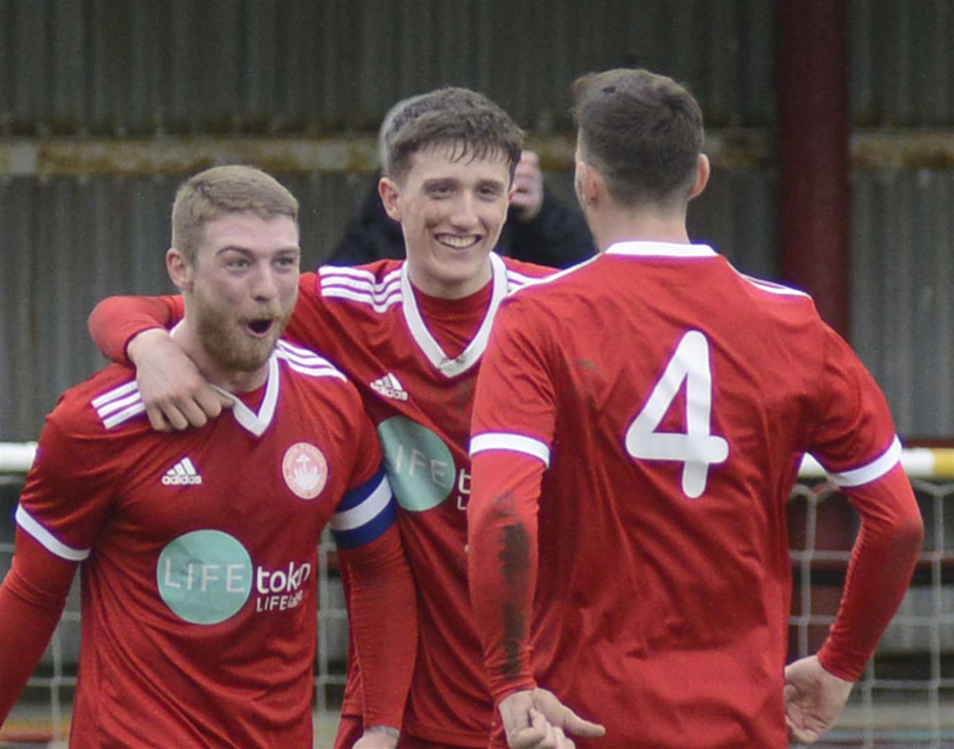 Hythe captain Charlie Webster celebrates a goal against Guernsey in February Picture: Paul Amos