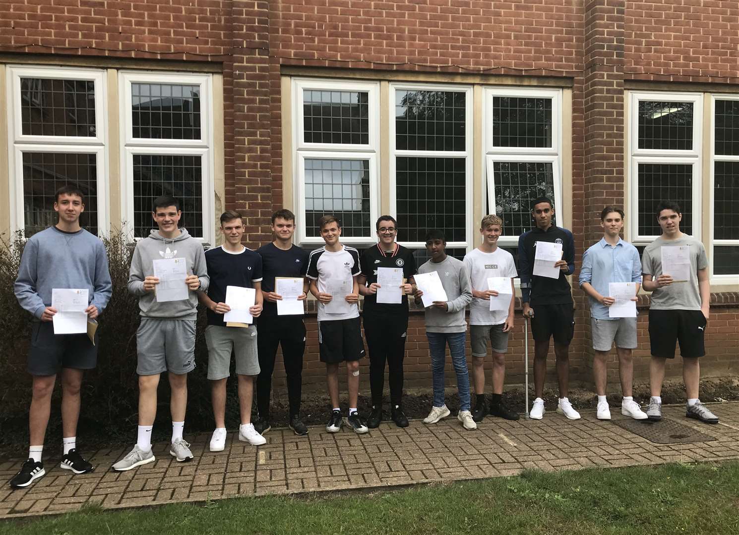 Maidstone Grammar School pupils collect their GCSE results this morning