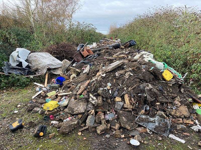 The waste dumped in Canal Road, Higham. Picture: Gravesham Borough Council